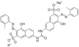potassium sodium 7,7'-(carbonyldiimino)bis[4-hydroxy-3-[(2-methylphenyl)azo]naphthalene-2-sulphonate]|
