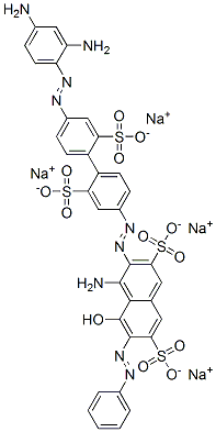 4-アミノ-3-[4'-(2,4-ジアミノフェニルアゾ)-2,2'-ジスルホ[1,1'-ビフェニル]-4-イルアゾ]-5-ヒドロキシ-6-フェニルアゾ-2,7-ナフタレンジスルホン酸/ナトリウム,(1:x) 化学構造式