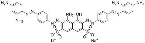 4-amino-3,6-bis[[4-[(2,4-diaminophenyl)azo]phenyl]azo]-5-hydroxynaphthalene-2,7-disulphonic acid, lithium sodium salt 结构式