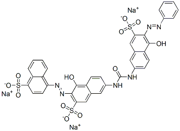 4-[[1-hydroxy-6-[[[[5-hydroxy-6-(phenylazo)-7-sulpho-2-naphthyl]amino]carbonyl]amino]-3-sulpho-2-naphthyl]azo]naphthalene-1-sulphonic acid, sodium salt 结构式