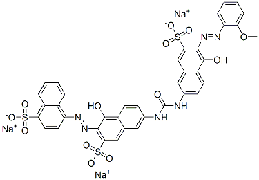 4-[[1-hydroxy-6-[[[[5-hydroxy-6-[(2-methoxyphenyl)azo]-7-sulpho-2-naphthyl]amino]carbonyl]amino]-3-sulpho-2-naphthyl]azo]naphthalene-1-sulphonic acid, sodium salt Structure