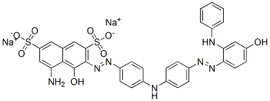 5-アミノ-4-ヒドロキシ-3-[4-[4-[4-ヒドロキシ-2-(フェニルアミノ)フェニルアゾ]フェニルアミノ]フェニルアゾ]-2,7-ナフタレンジスルホン酸/ナトリウム 化学構造式