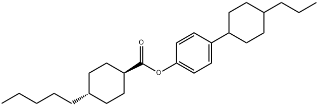 4β-ペンチル-1α-シクロヘキサンカルボン酸4-(4β-プロピルシクロヘキサン-1α-イル)フェニル 化学構造式