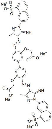 tetrasodium 2,2'-[[4,4'-bis[[4,5-dihydro-5-imino-3-methyl-1-(8-sulphonato-2-naphthyl)-1H-pyrazol-4-yl]azo][1,1'-biphenyl]-3,3'-diyl]bis(oxy)]bisacetate Structure