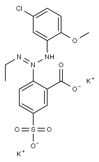 2-[3-(5-クロロ-2-メトキシフェニル)-1-エチル-2-トリアゼニル]-5-スルホ安息香酸ジカリウム 化学構造式