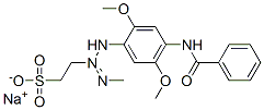 sodium 2-[3-[4-(benzoylamino)-2,5-dimethoxyphenyl]-1-methyltriazen-2-yl]ethanesulphonate 结构式
