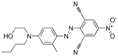 2-[[4-[丁基(2-羟基乙基)氨基]-2-甲基苯基]偶氮]-5-硝基-1,3-苯二甲腈 结构式