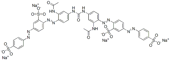 tetrasodium 2,2'-[(carbonyldiimino)bis[(2-acetamido-4,1-phenylene)azo]]bis[5-[(4-sulphonatophenyl)azo]benzenesulphonate]  Struktur