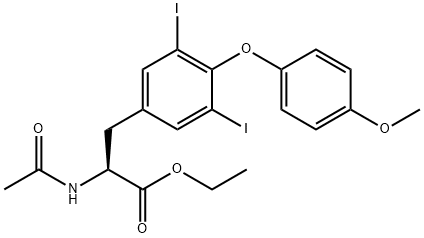 Ethyl 2-(acetylamino)-3-[3,5-diiodo-4-(4-methoxyphenoxy)phenyl]propanoate 化学構造式