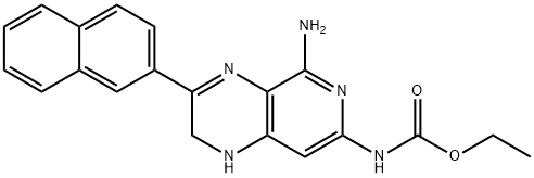 Carbamic acid, (5-amino-1,2-dihydro-3-(2-naphthalenyl)pyrido(3,4-b)pyr azin-7-yl)-, ethyl ester Struktur