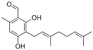 3-[(E)-3,7-Dimethyl-2,6-octadienyl]-2,4-dihydroxy-6-methylbenzaldehyde Struktur