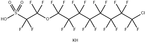 2-[(8-chloro-1,1,2,2,3,3,4,4,5,5,6,6,7,7,8,8-hexadecafluoroctyl)oxyl]-1,1,2,2-tetrafluoro-ethanesulfonic acid,potassium salt 化学構造式