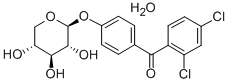 (2,4-Dichlorophenyl)(4-(beta-D-xylopyranosyloxy)phenyl)methanone hemih ydrate Structure