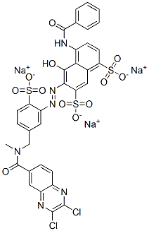 trisodium 4-(benzoylamino)-6-[[5-[[[(2,3-dichloroquinoxalin-6-yl)carbonyl]methylamino]methyl]-2-sulphonatophenyl]azo]-5-hydroxynaphthalene-1,7-disulphonate 结构式
