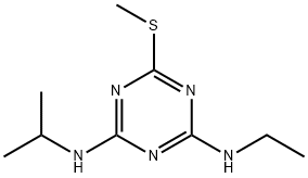 2-エチルアミノ-4-イソプロピルアミノ-6-メチルチオ-1,3,5-トリアジン 化学構造式