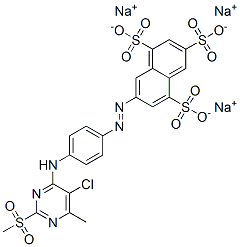 7-[[4-[[5-クロロ-6-メチル-2-(メチルスルホニル)-4-ピリミジニル]アミノ]フェニル]アゾ]-1,3,5-ナフタレントリスルホン酸/ナトリウム,(1:x) 化学構造式
