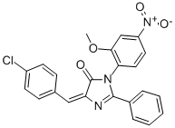 4H-Imidazol-4-one, 3,5-dihydro-5-((4-chlorophenyl)methylene)-3-(2-meth oxy-4-nitrophenyl)-2-phenyl- 结构式