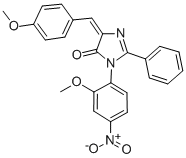 4H-Imidazol-4-one, 3,5-dihydro-3-(2-methoxy-4-nitrophenyl)-5-((4-metho xyphenyl)methylene)-2-phenyl- 结构式