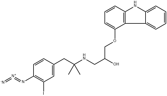 1-[[2-(4-叠氮基-3-碘苯基)-1,1-二甲基乙基]氨基]-3-(9H-咔唑-4-基氧基)-2-丙醇 结构式