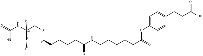 3-(4-(N-Biotinoyl-6-aminocaproyloxy)phenyl)propionic acid Structure