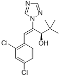 (3R,1E)-1-(2,4-ジクロロフェニル)-4,4-ジメチル-2-(1H-1,2,4-トリアゾール-1-イル)-1-ペンテン-3-オール 化学構造式