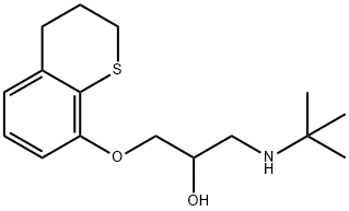 1-[[(3,4-ジヒドロ-2H-1-ベンゾチオピラン)-8-イル]オキシ]-3-[(1,1-ジメチルエチル)アミノ]-2-プロパノール 化学構造式