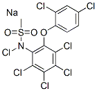 sodium chloro-N-[2,3,4,5-tetrachloro-6-(2,4-dichlorophenoxy)phenyl]methanesulphonamidate Struktur