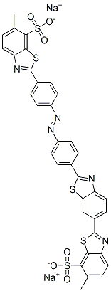disodium 6-methyl-2'-[4-[[4-(6-methyl-7-sulphonatobenzothiazol-2-yl)phenyl]azo]phenyl][2,6'-bibenzothiazole]-7-sulphonate  Struktur