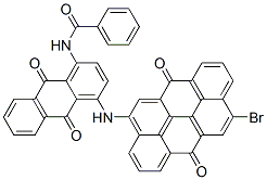 N-[[4-[[[10-ブロモ-6,12-ジヒドロ-6,12-ジオキソジベンゾ[def,mno]クリセン]-4-イル]アミノ]-9,10-ジヒドロ-9,10-ジオキソアントラセン]-1-イル]ベンズアミド 化学構造式