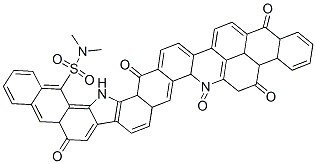 6,7,12,19,20,25-hexahydro-N,N-dimethyl-5,7,12,20,25-pentaoxo-5H-anthra[2,1,9-mna]naphth[2'',3'':6',7']indolo[2',3':5,6]naphth[2,3-h]acridine-18-sulphonamide Struktur