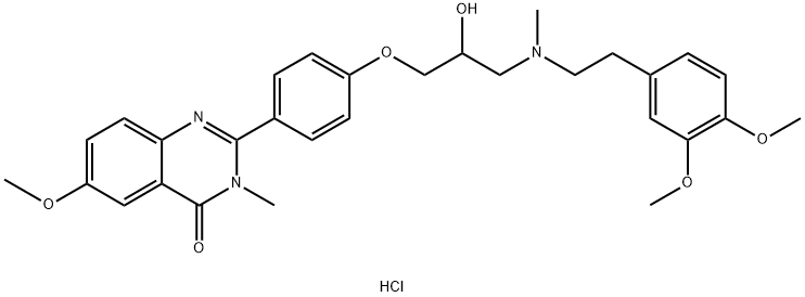 4(3H)-Quinazolinone, 2-(4-(3-((2-(3,4-dimethoxyphenyl)ethyl)methylamin o)-2-hydroxypropoxy)phenyl)-6-methoxy-3-methyl-, dihydrochloride Struktur