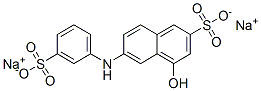 4-hydroxy-6-(3-sulphoanilino)naphthalene-2-sulphonic acid, sodium salt Struktur