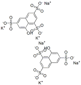 8-hydroxynaphthalene-1,3,6-trisulphonic acid, potassium sodium salt Struktur