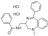 1-Methyl-2-benzoylaminomethyl-5-phenyl-1H-2,3-dihydro-1,4-benzodiazepi ne dihydrochloride Struktur
