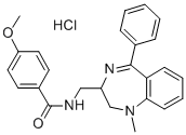 Benzamide, 4-methoxy-N-((1-methyl-5-phenyl-2,3-dihydro-1,4-benzodiazep in-2-yl)methyl)-, monohydrochloride Structure