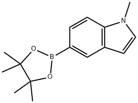 1-メチル-5-(4,4,5,5-テトラメチル-1,3,2-ジオキサボロラン-2-イル)-1H-インドール 化学構造式
