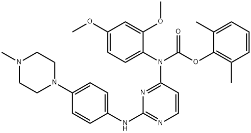 2,6-DIMETHYLPHENYL 2,4-DIMETHOXYPHENYL(2-(4-(4-METHYLPIPERAZIN-1-YL)PHENYLAMINO)PYRIMIDIN-4-YL)CARBAMATE, 837422-57-8, 结构式