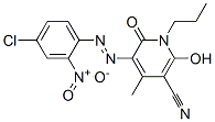 5-[(4-氯-2-硝基苯基)偶氮基]-1,6-二氢-2-羟基-4-甲基-6-氧代-1-丙基-3-吡啶甲腈 结构式