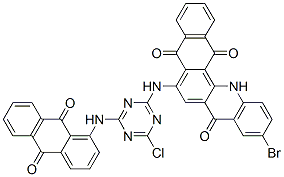 10-ブロモ-6-[[4-クロロ-6-[[(9,10-ジヒドロ-9,10-ジオキソアントラセン)-1-イル]アミノ]-1,3,5-トリアジン-2-イル]アミノ]ナフト[2,3-c]アクリジン-5,8,14(13H)-トリオン 化学構造式