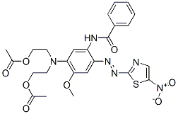 5'-[N,N-ビス(2-アセトキシエチル)アミノ]-4'-メトキシ-2'-(5-ニトロ-2-チアゾリルアゾ)ベンズアニリド 化学構造式
