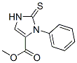 2,3-ジヒドロ-3-フェニル-2-チオキソ-1H-イミダゾール-4-カルボン酸メチル 化学構造式