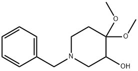 4,4-ジメトキシ-1-(フェニルメチル)ピペリジン-3-オール 化学構造式
