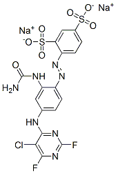 4-[[2-[(アミノカルボニル)アミノ]-4-[(5-クロロ-2,6-ジフルオロピリミジン-4-イル)アミノ]フェニル]アゾ]-1,3-ベンゼンジスルホン酸/ナトリウム 化学構造式