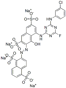 2-[[8-[[4-[(3-クロロフェニル)アミノ]-6-フルオロ-1,3,5-トリアジン-2-イル]アミノ]-1-ヒドロキシ-3,6-ジスルホナフタレン-2-イル]アゾ]-1,5-ナフタレンジスルホン酸/ナトリウム 化学構造式