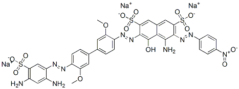 4-amino-6-[[4'-[(2,4-diamino-5-sulphophenyl)azo]-3,3'-dimethoxy[1,1'-biphenyl]-4-yl]azo]-5-hydroxy-3-[(4-nitrophenyl)azo]naphthalene-2,7-disulphonic acid, sodium salt Structure
