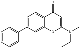 4H-1-Benzopyran-4-one, 2-(diethylamino)-7-phenyl-, 83767-01-5, 结构式