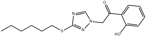 2-[3-(hexylthio)-1H-1,2,4-triazol-1-yl]-1-(2-hydroxyphenyl)ethan-1-one Struktur