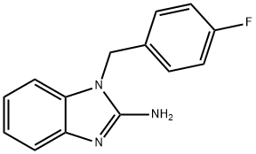 1-[(4-フルオロフェニル)メチル]-1H-ベンゾイミダゾール-2-アミン 化学構造式