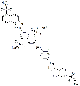 3-[[2-メチル-4-(7-スルホ-2H-ナフト[1,2-d]トリアゾール-2-イル)フェニル]アゾ]-7-(6-スルホ-2H-ナフト[1,2-d]トリアゾール-2-イル)-1,5-ナフタレンジスルホン酸テトラナトリウム 化学構造式