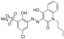 3-[(1-丁基-1,2-二氢-4-羟基-2-氧代-3-喹啉基)偶氮]-5-氯-2-羟基-苯磺酸单铵盐,83784-10-5,结构式